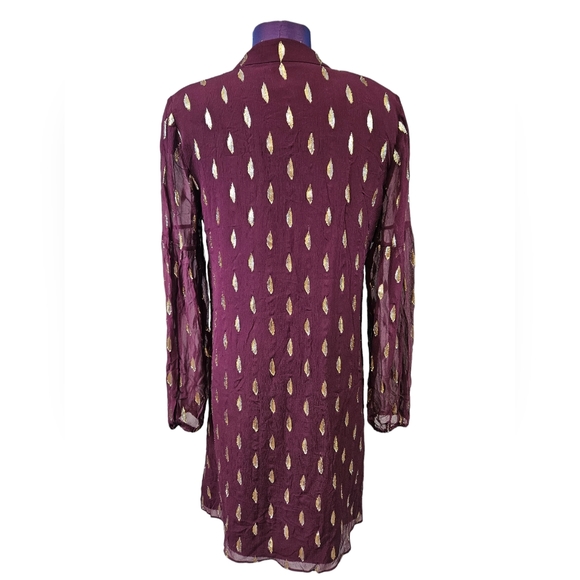 Lilly Pulitzer Shea Silk Dress Cabernet Berry Metallic Embroidered, Size 10 - Picture 6 of 10